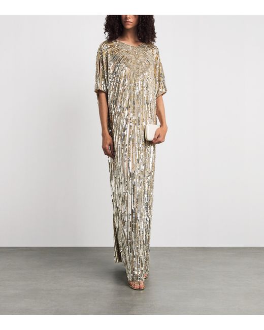 Jenny Packham Natural Embellished Desert Blossom Maxi Dress