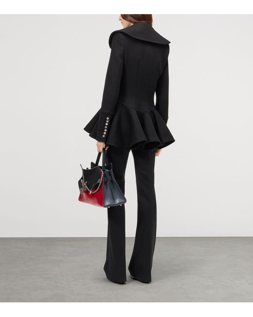 McQueen Black Wool Waterfall-Collar Coat