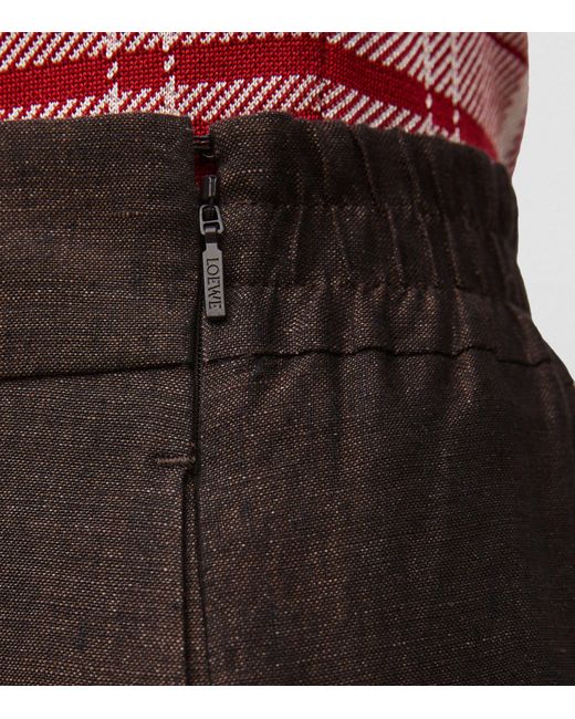 Loewe Brown Linen Cropped Wide-leg Trousers