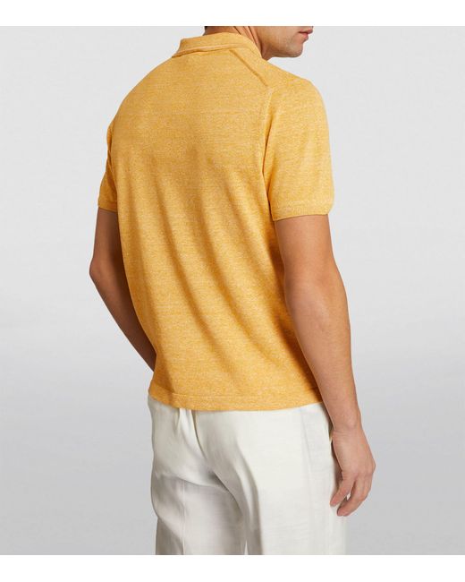 FIORONI CASHMERE Yellow Linen-blend Polo Shirt for men