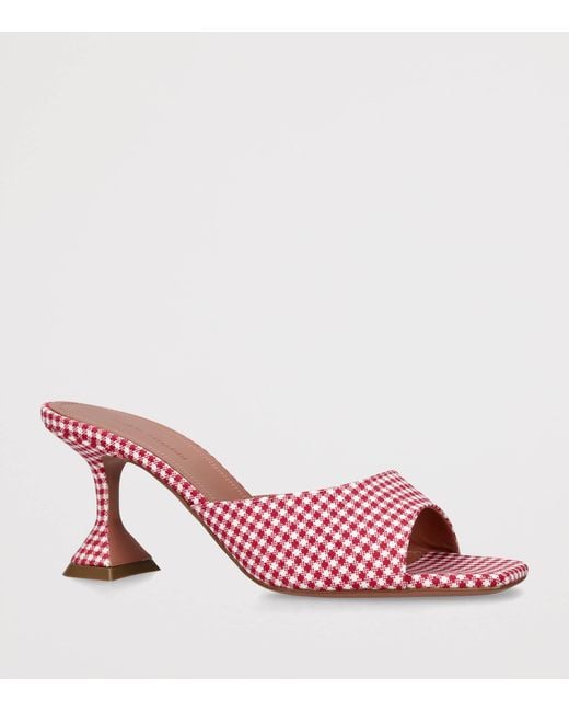 AMINA MUADDI Pink Houndstooth Lupita Mules 70