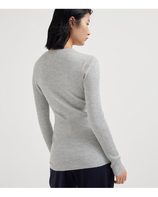 Brunello Cucinelli Gray Cashmere-Blend Sparkle Sweater