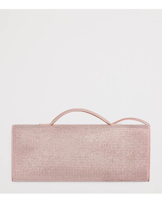 Bottega Veneta Pink Leather Crystal-Embellished Andiamo Clutch Bag