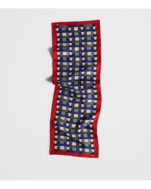 Miu Miu Blue Silk Printed Scarf