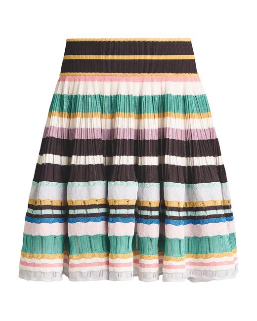 Alaïa Green Knitted Stripe Mini Skirt