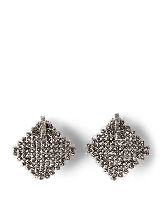 Brunello Cucinelli Gray Sterling Square Earrings