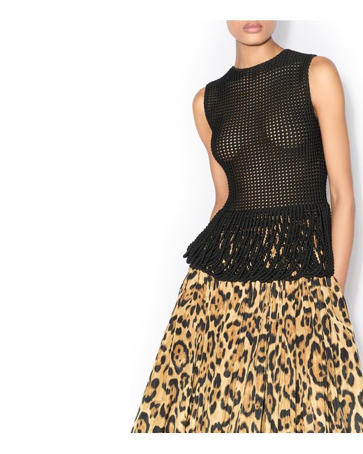 Alaïa Natural Leopard-Print Bubble Midi Skirt