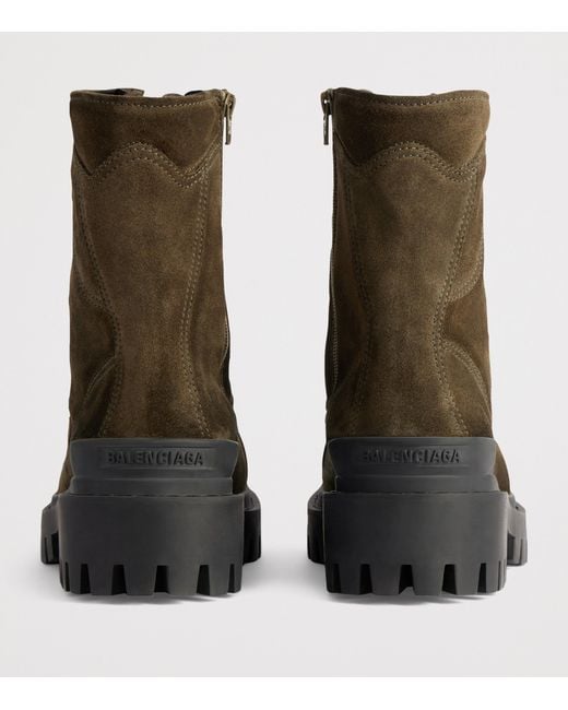 Balenciaga Brown Suede Combat Strike Boots for men