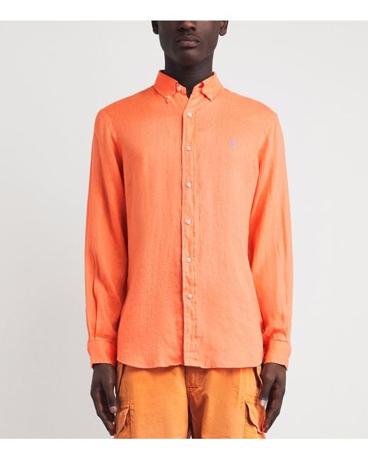 Polo Ralph Lauren Orange Linen Custom-Fit Polo Pony Shirt for men