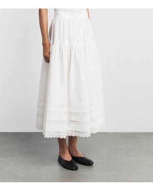 Doen White Organic Cotton Sebastiane Midi Skirt