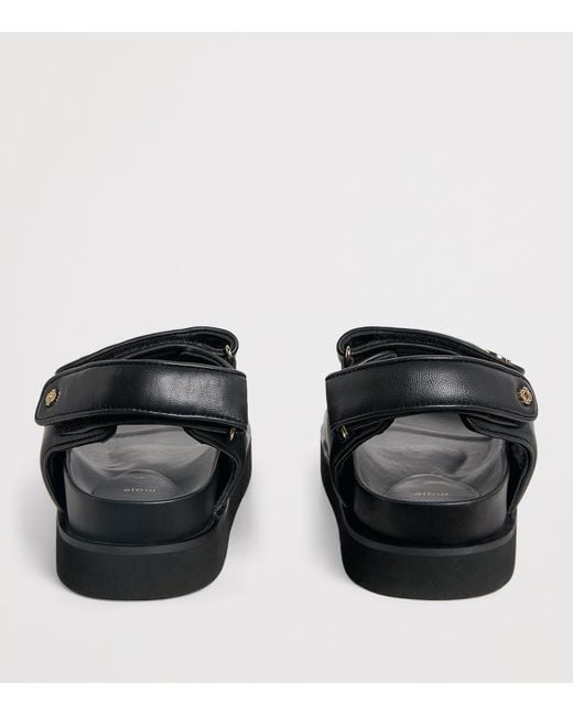 Maje Black Faux Leather Clover Sandals