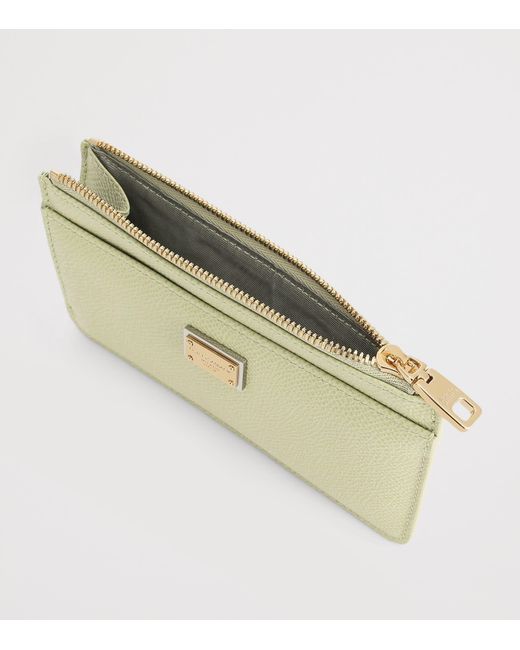 Dolce & Gabbana Natural Calfskin Logo Plaque Card Holder