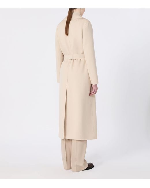Max Mara Natural Virgin Wool Wrap Coat
