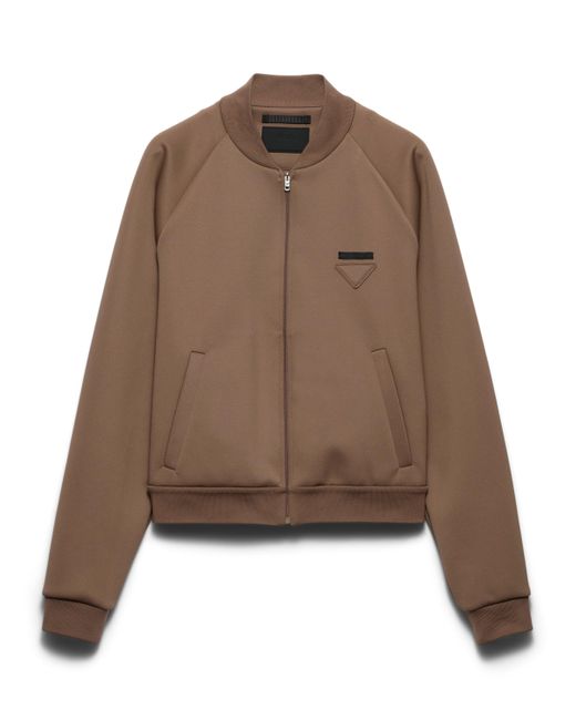 Prada Brown Jersey Zip-Up Sweatshirt for men