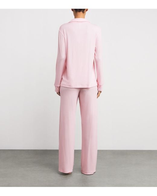 Skims Pink Ribbed Soft Lounge Pyjama Set