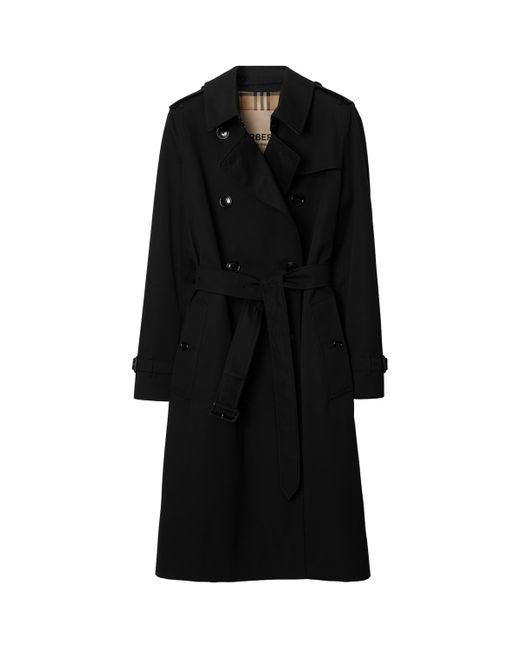 Burberry Black Gabardine Kensington Long Trench Coat