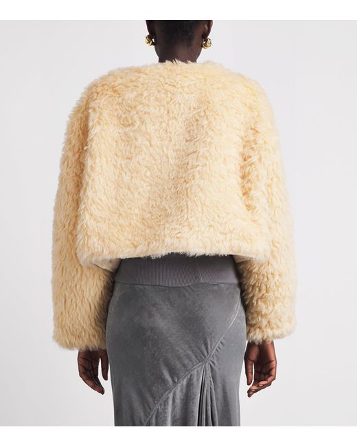 Source Unknown Natural Shearling Cropped Jacket