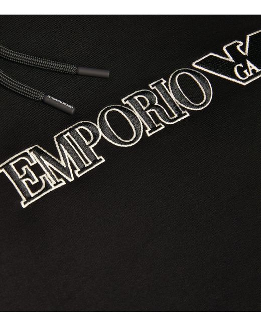 Emporio Armani Black Oversized Logo Hoodie for men