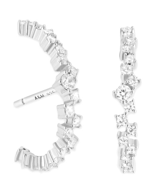 Astrid & Miyu White Rhodium-Plated And Crystal Orbit Dome Stud Earrings