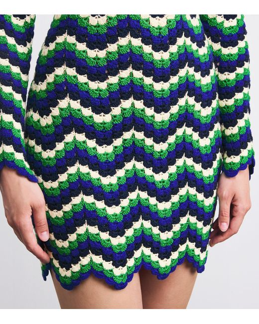 Escvdo Green Organic Cotton Crochet Victoria Mini Dress