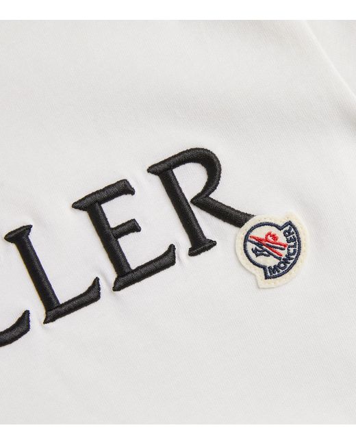 Moncler White Embroidered Logo T-shirt