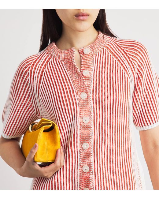 ME+EM Red Organic Cotton Ribbed Cardigan