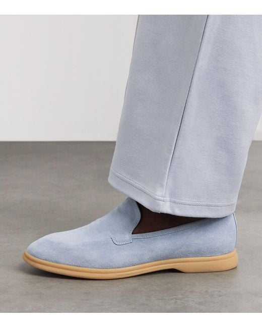 Eleventy Blue Suede Loafers
