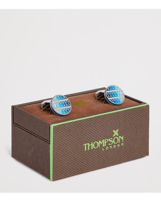 Tateossian Blue Bronze-Plated Cairo Leaf Cufflinks for men