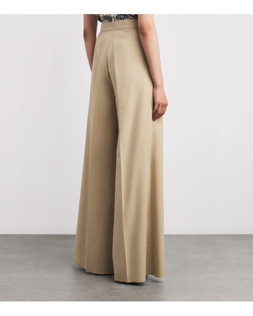Max Mara Natural Stretch-Cotton Wide-Leg Trousers
