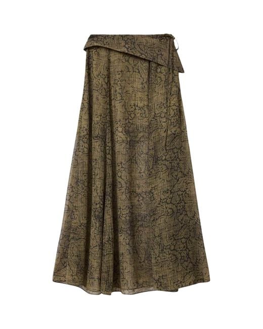 AllSaints Green Sali Maxi Skirt