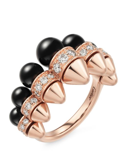 Cartier Pink Rose Gold, Onyx And Diamond Clash De Ring