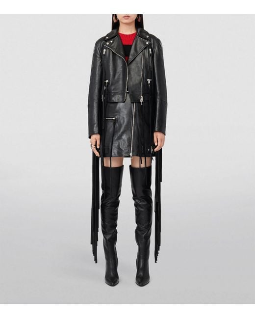 Alexander McQueen Black Fringed Leather Jacket