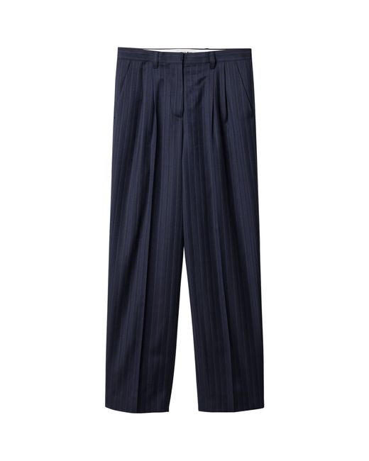 Miu Miu Blue Fleece Wool Pinstripe Trousers