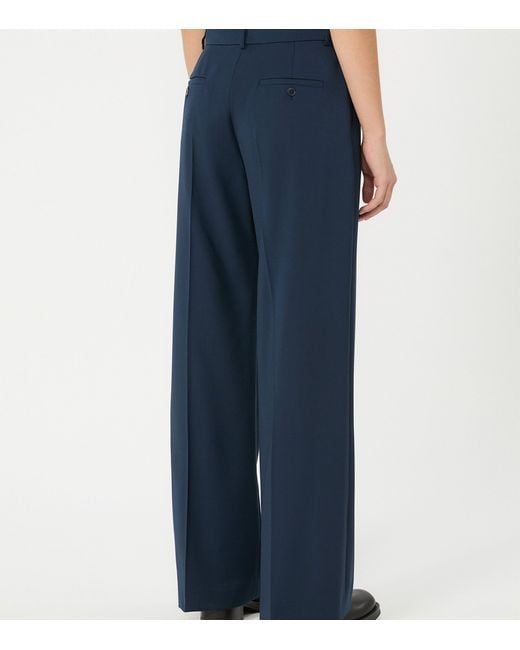 Weekend by Maxmara Blue Virgin Wool Straight-Leg Trousers