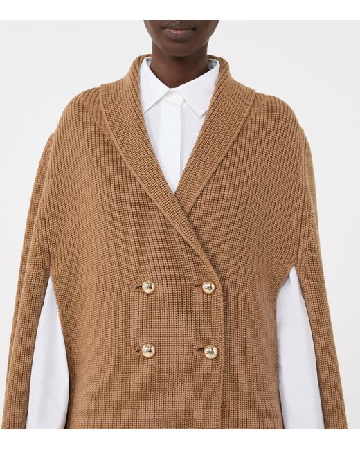 Max Mara Brown Virgin Wool Double-Breasted Cape