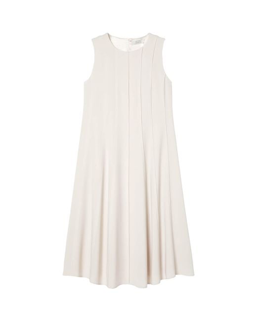 Marina Rinaldi White Panelled A-Line Midi Dress