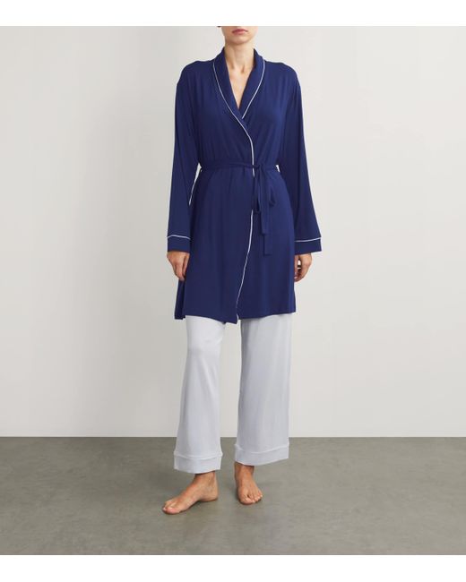 Eberjey Modal Blend Gisele Short Robe in Blue Lyst UK