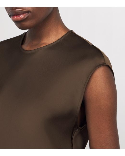 MAX&Co. Brown Satin Flared Midi Dress