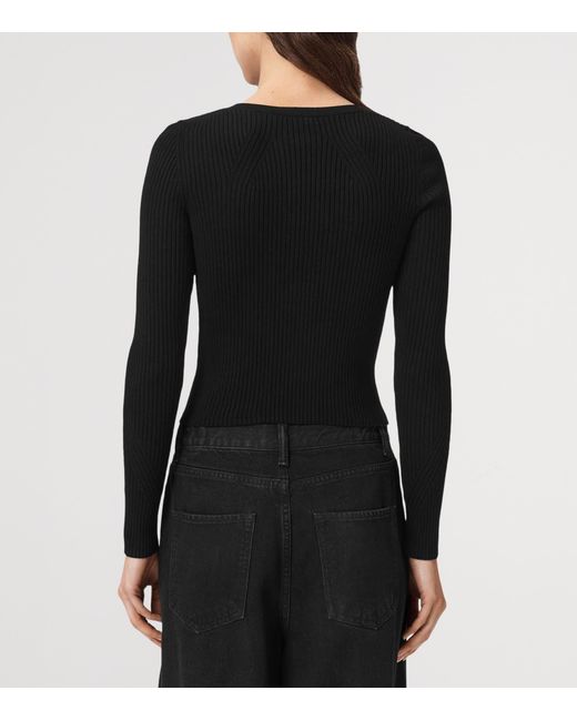 AllSaints Black Ribbed Cruz Cardigan