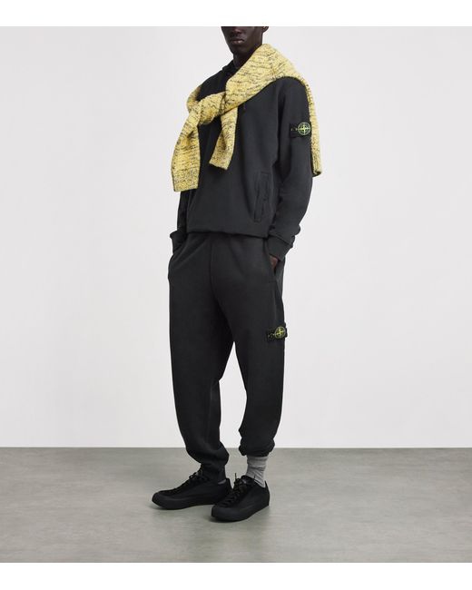 Stone Island Black Cotton Compass Sweatpants for men