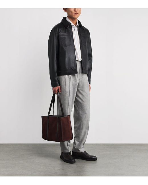 Isaia Gray Wool-Blend Pleated Trousers for men