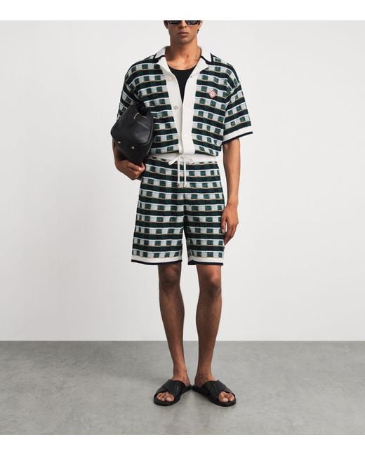 Casablanca Green Cotton Crochet Mosaic Shirt for men