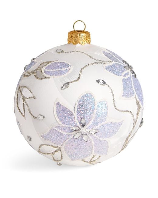 Harrods Metallic Glitter Floral Bauble