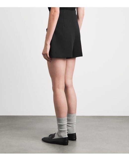 Sandro Black Wool High-Rise Shorts