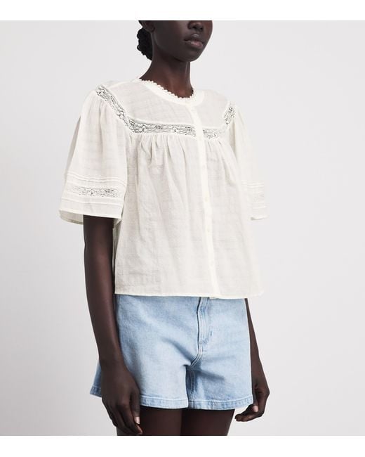 PAIGE White Cotton Embroidered Pasadena Blouse