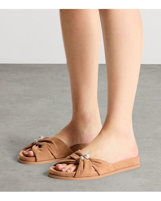 Jimmy Choo Brown Rafi Leather Flat Sandals