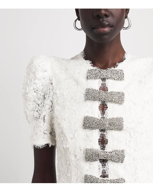 Rebecca Vallance White Bow-Detail Dillon Midi Dress