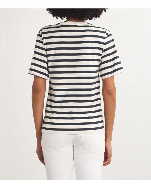 Weekend by Maxmara White Cotton Striped T-Shirt