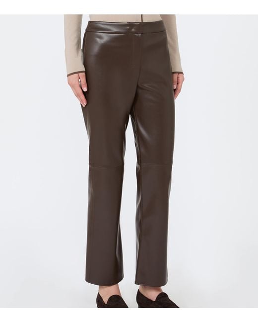 Max Mara Gray Faux Leather Flared Trousers