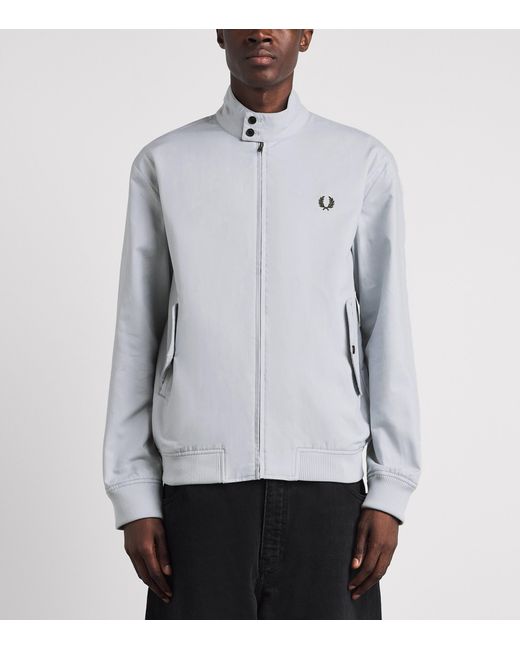 Fred Perry Gray Logo Harrington Jacket for men